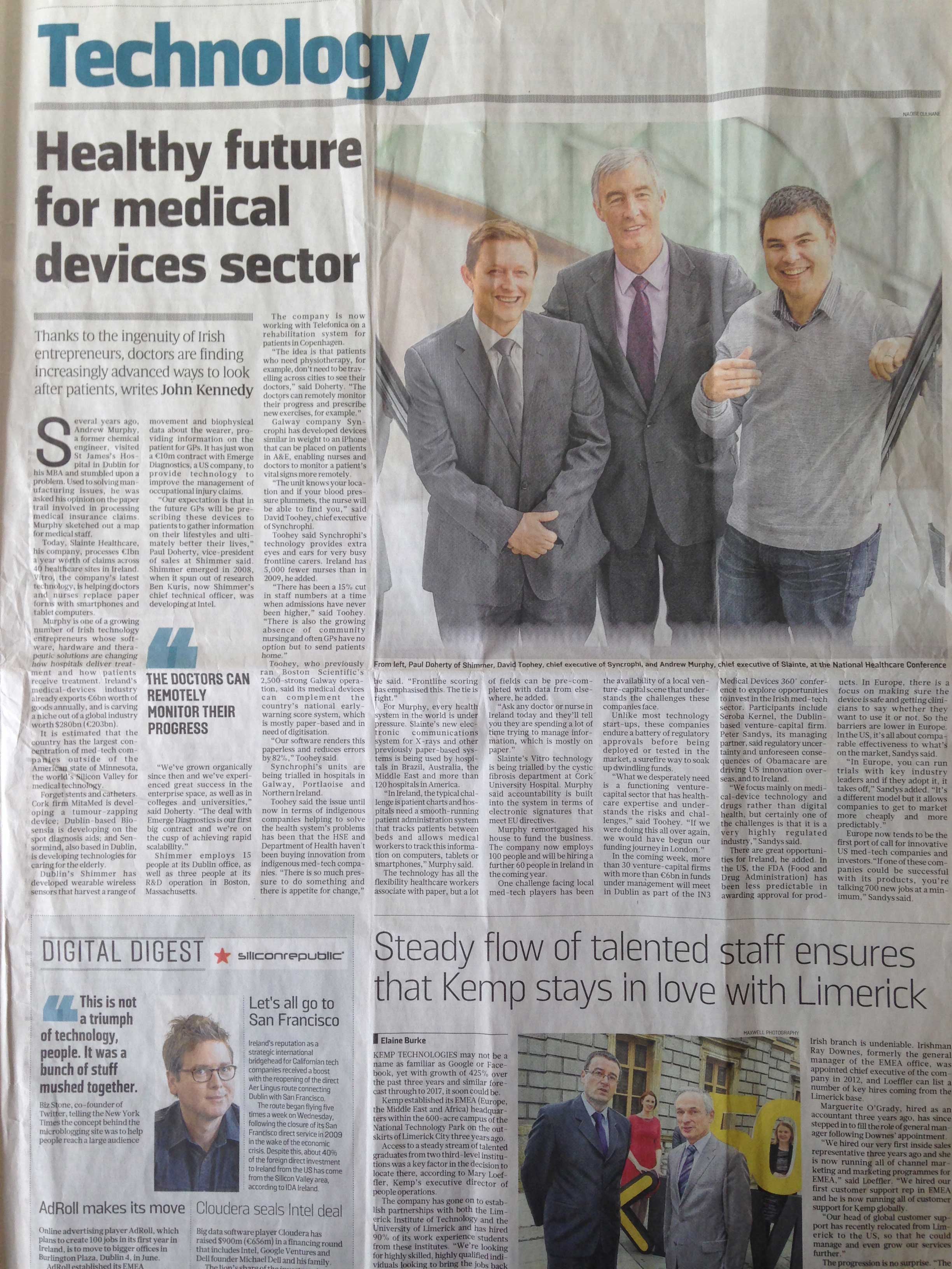 The Sunday Times Technology - Healthy Future for Medical Devices - Andrew Murphy