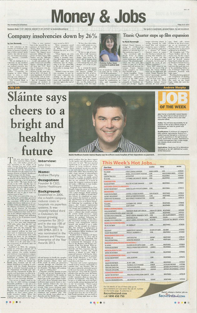 The Irish Examiner - Slainte says cheers to a bright and healthy future