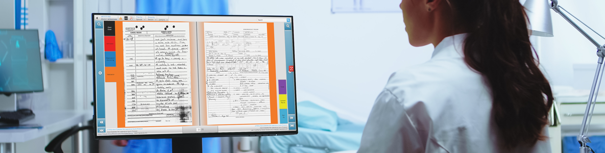Clinician viewing a scanned medical record in the Vitro viewer