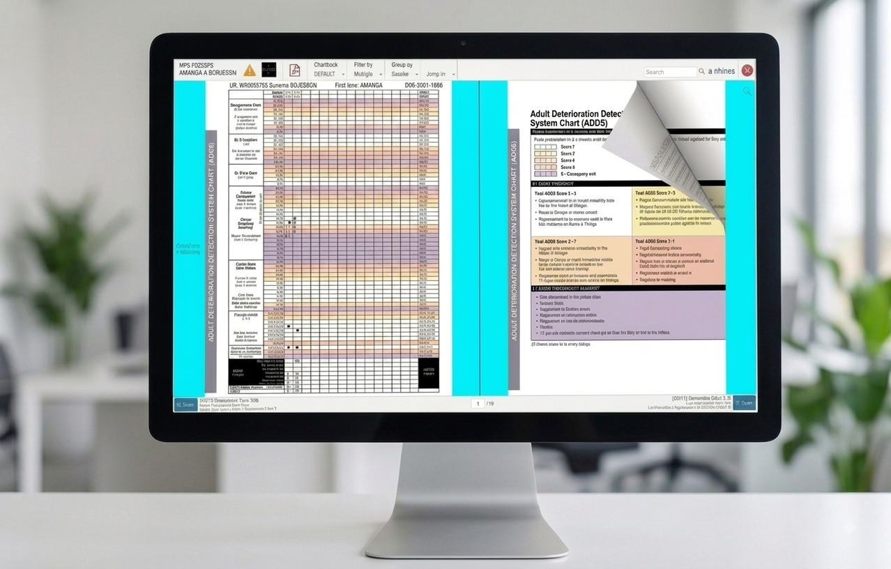 Vitro digital medical record chart, viewed on desktop and mobile